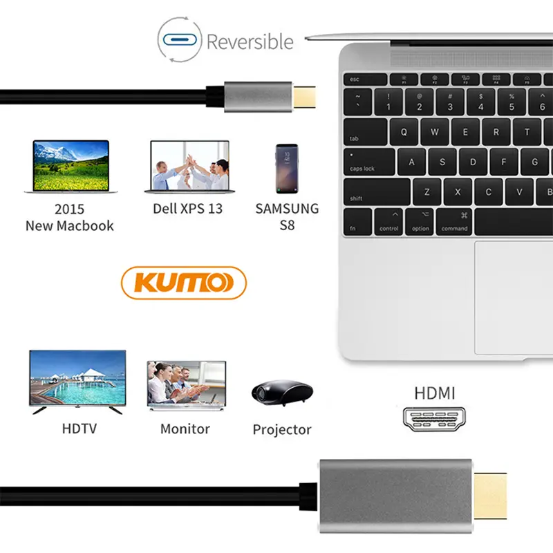 Male Type C to Male 4K HDMI Cable