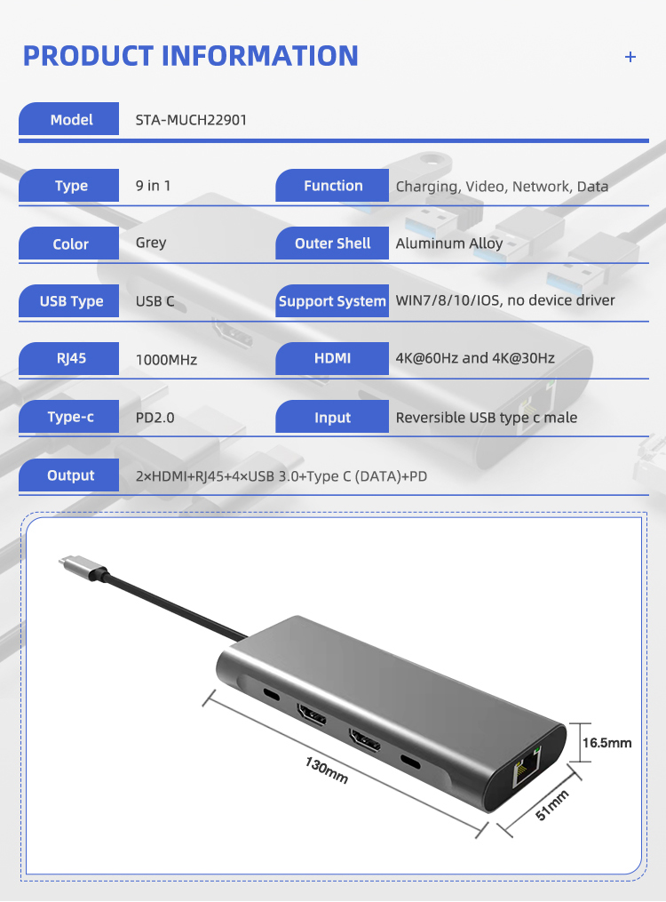 9 Port USB Hub